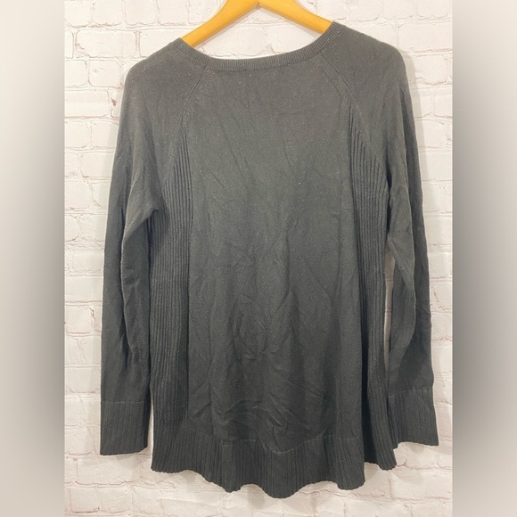 Loft Sweater Womens Size Small Black Round Neck Cotton Thin Cable Knit Top - Picture 2 of 6